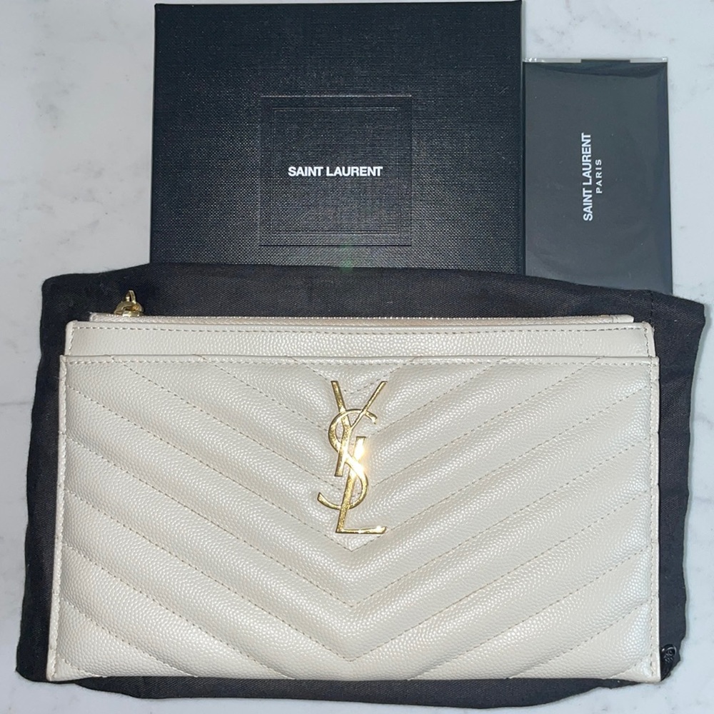 YSL pouch monogramme grain de poudre crema soft